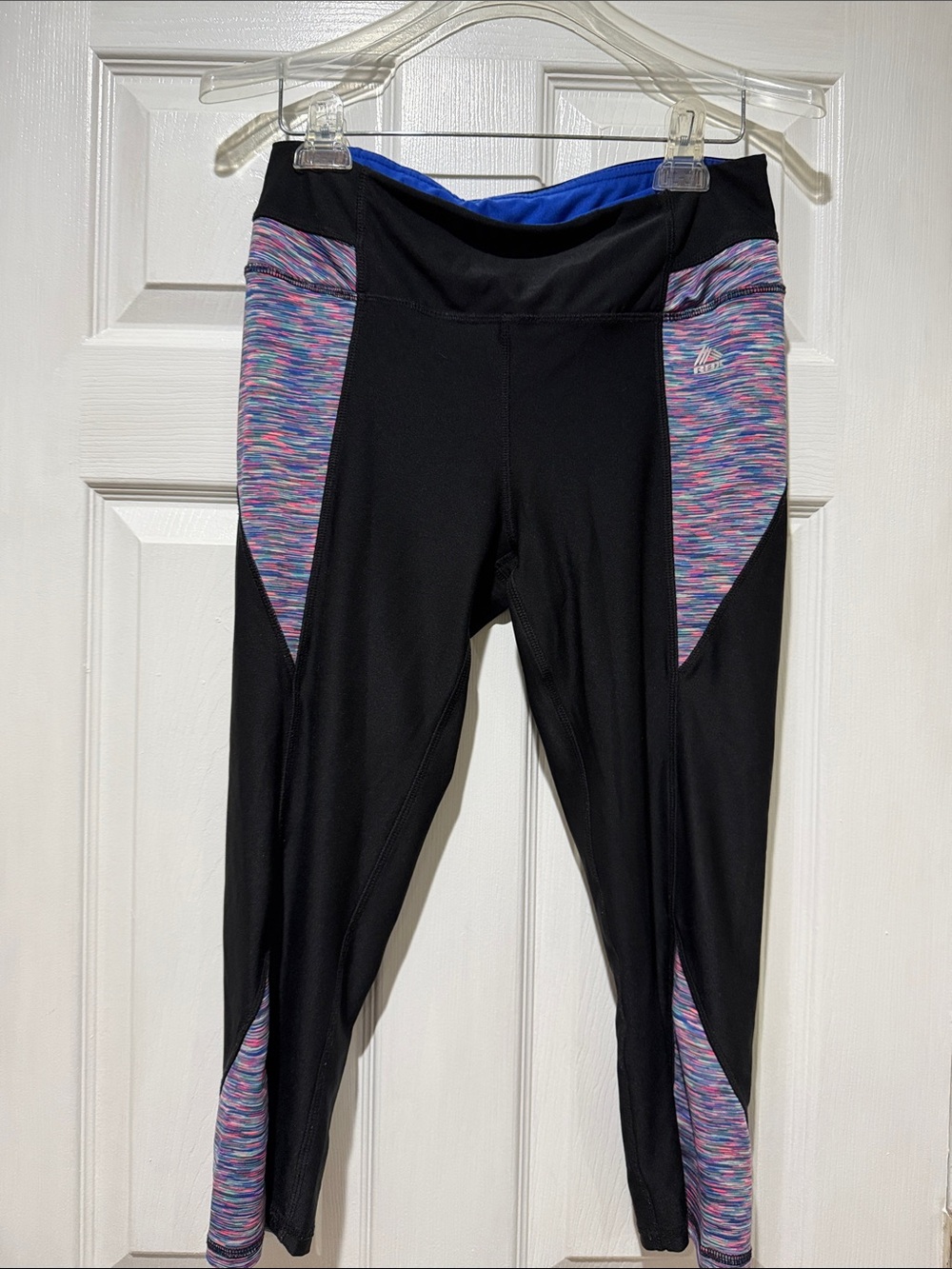 RBX Black Leggings with Multicolor Space-Dye Panels